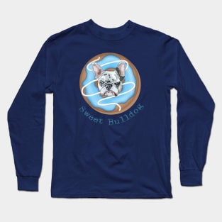 Sweet Bulldog and donut with blue glaze Long Sleeve T-Shirt